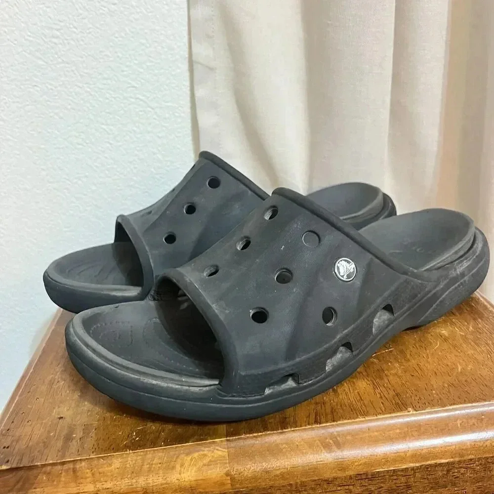 Crocs Classic Slides Baya II Comfort Black Mens 12 Womens 14‎ Non Slip Grunge